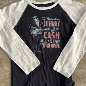 Lucky Brand Black and White Johnny Cash Graphic Tee